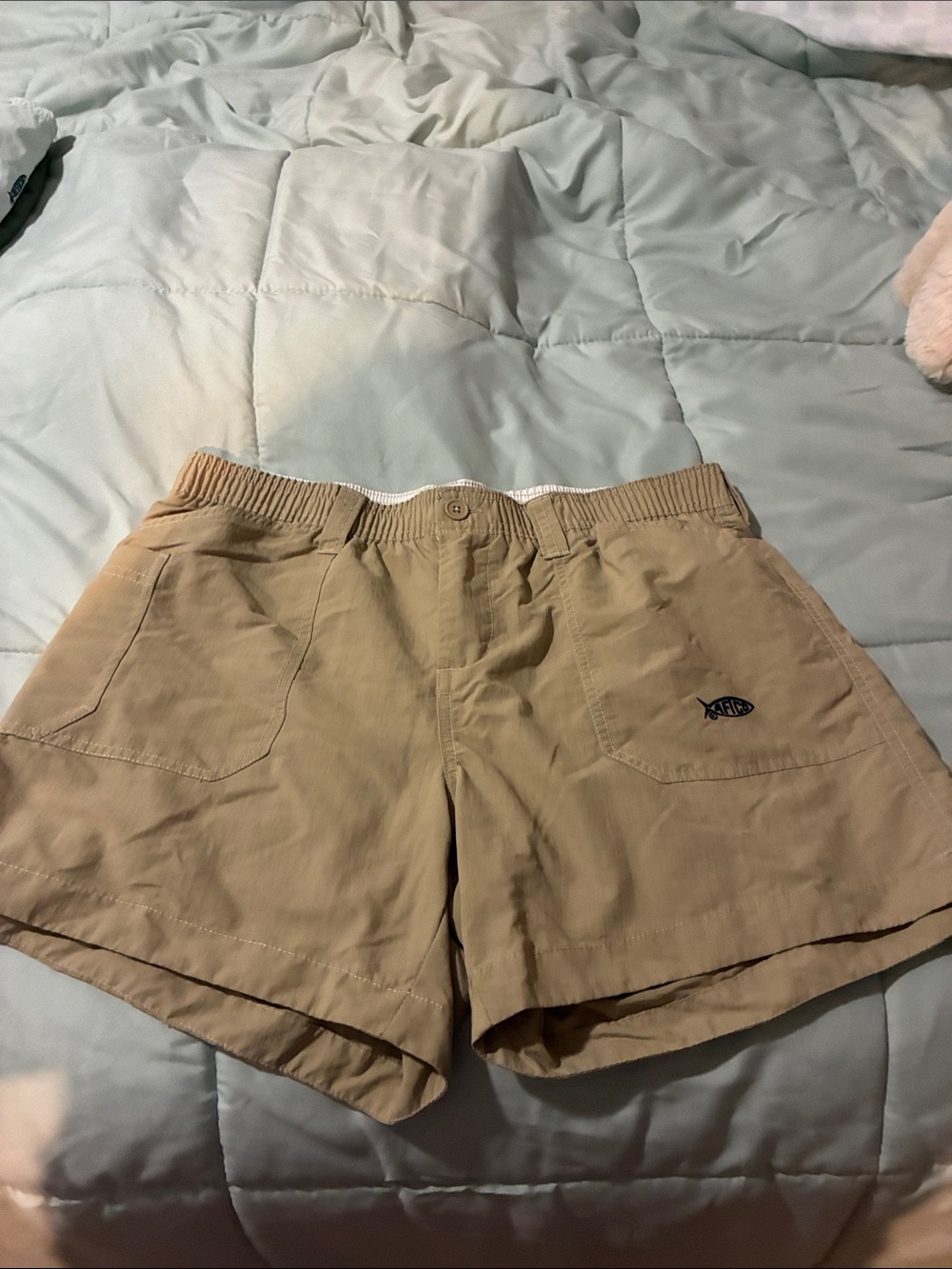 AFTCO Women's Tan Elastic-Waist Athletic Shorts